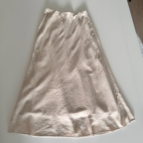 Banana Republic Womens Midi Skirt Linen Blend Size XS Oat Lined Pull On - Picture 3 of 7